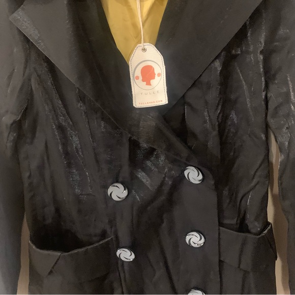 Anthropologie TULLE Double Breasted Button Front Sheen Finish Trench Coat - Picture 8 of 13